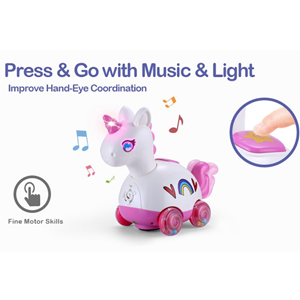 اسباب بازی نوزادی پونی چرخ دار موزیکال Yerloa Musical Unicorn Crawling _اسباب بازی نوزادی